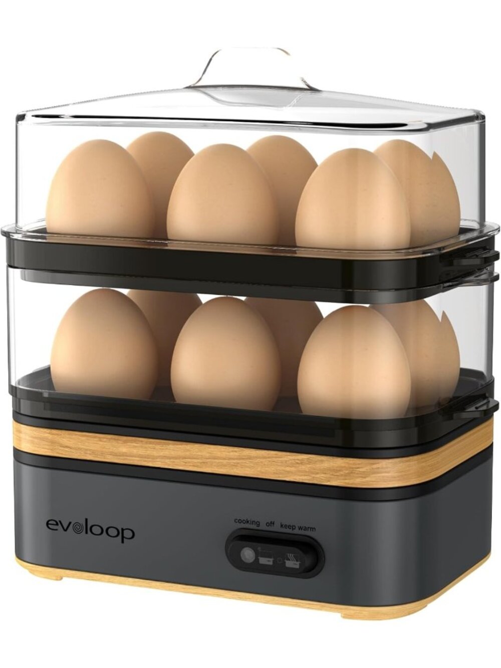 Electric Egg Cooker for 12 Eggs - Soft, Medium, Hard Boiled, Poached & Steamer